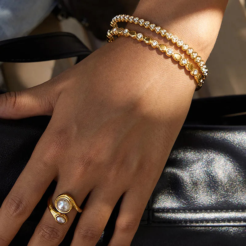 18K Gold Stainless Steel Diamond Bracelet