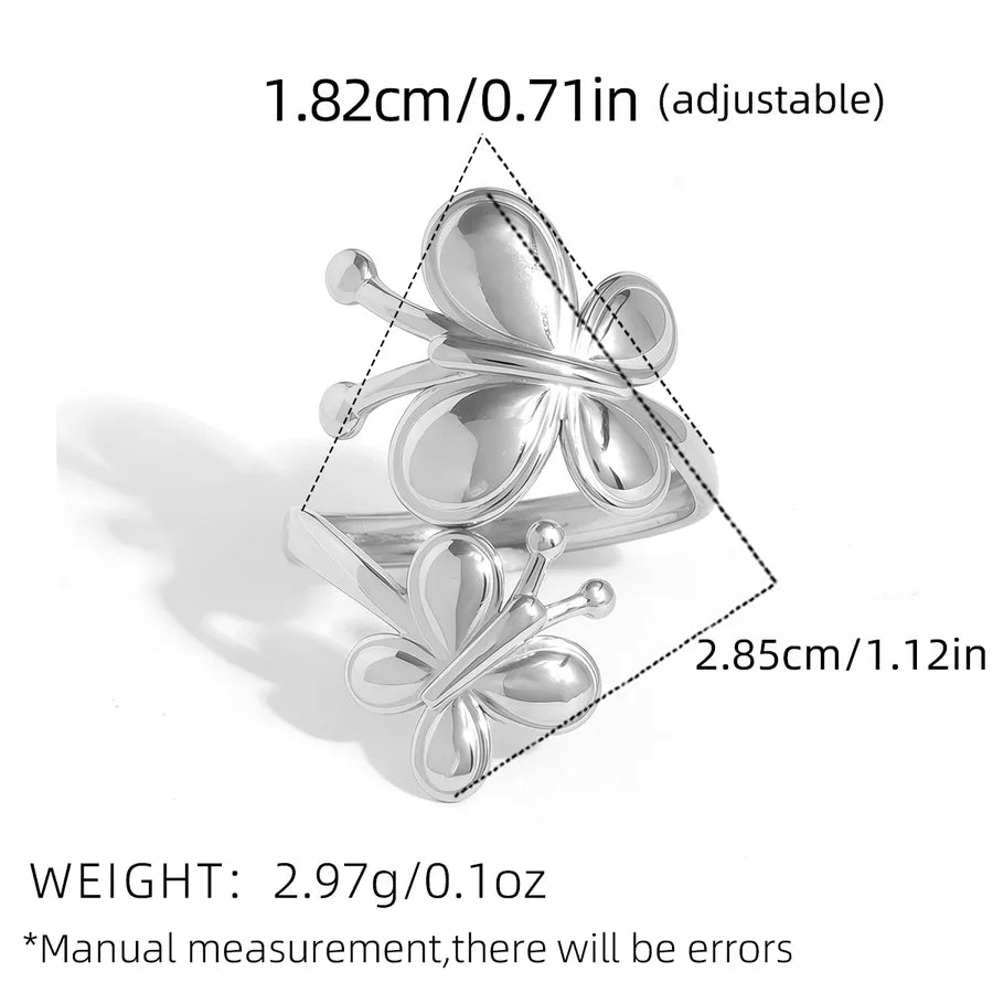 18K Gold Butterfly Adjustable Ring adjustable Silver 1 Piece Butterfly Ring