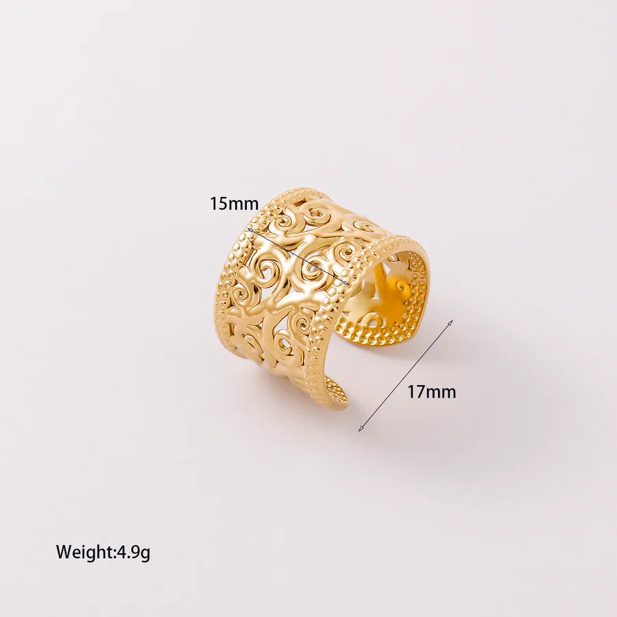18K Gold Plated Geometric Open Ring for Women Gold 1.3*1.1cm