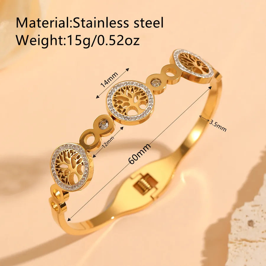 18K Gold Tree of Life Stainless Steel Bracelet