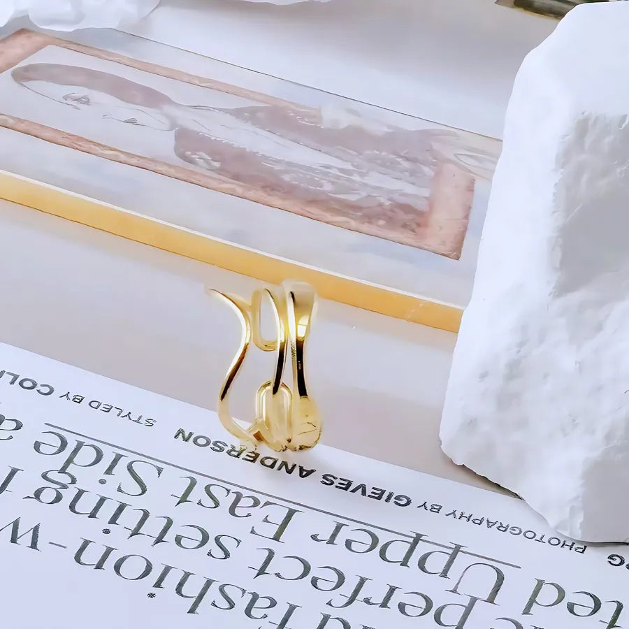 Gold Bamboo Titanium Steel Open Ring Adjustable Opening Golden Hydraulic J90