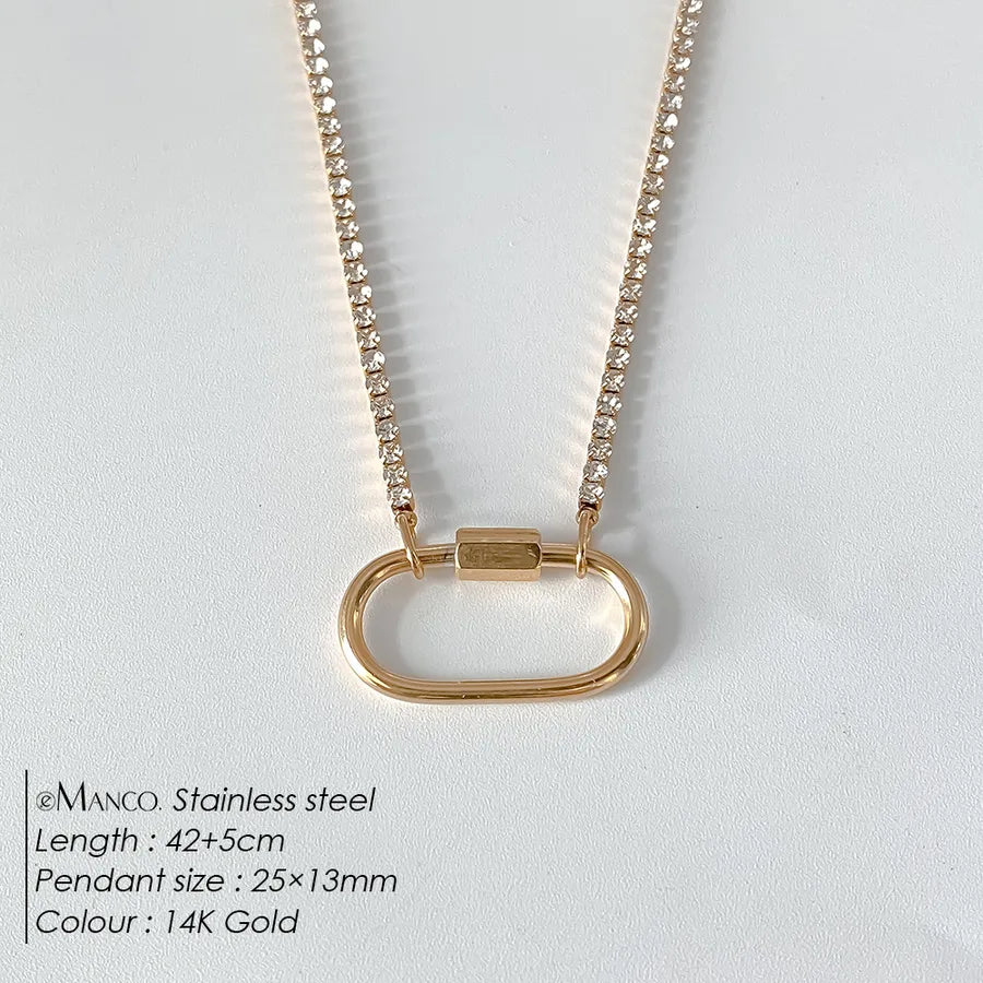 Geometric Pearl Stainless Steel Pendant Necklace XNL0048 Gold