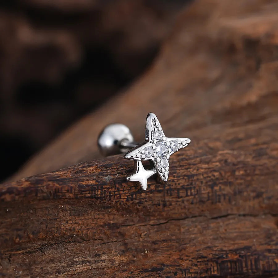 Stainless Steel Zirconia Stud Earrings 3444 Silver Ear Studs