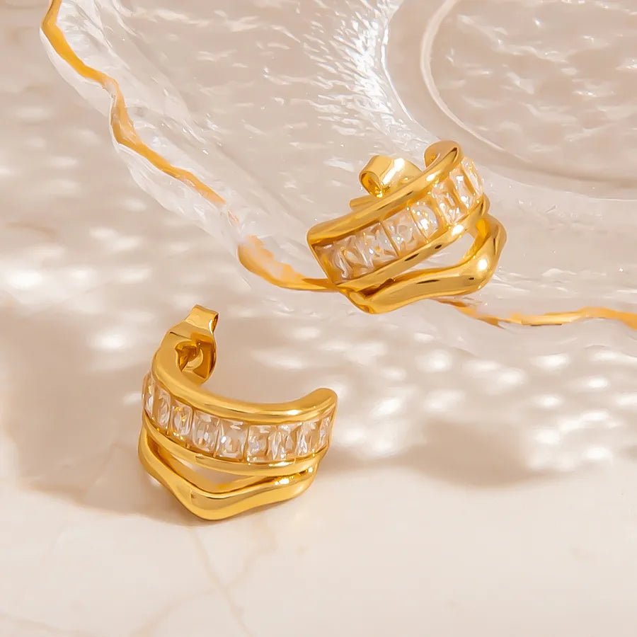 18K Gold Plated Stainless Steel Hoop Earrings