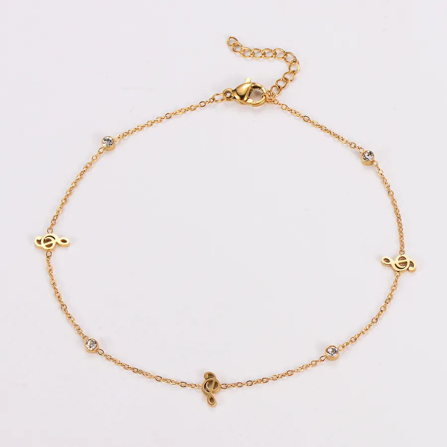 18K Gold Plated Stainless Steel Anklet for Women Gold Notes