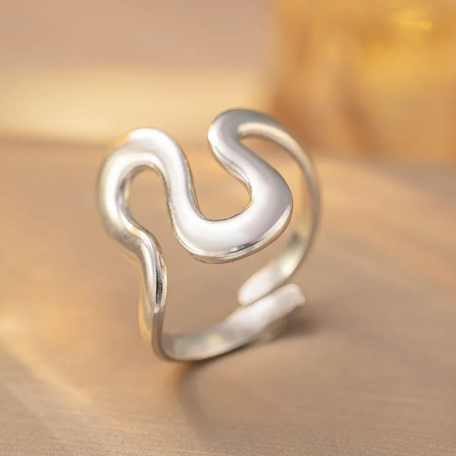 Geometric Titanium Steel Open Ring K282 Steel Color Ring Open