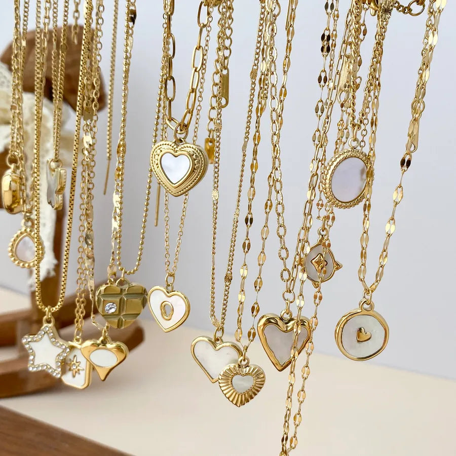 18K Gold Plated Heart & Pentagram Necklace