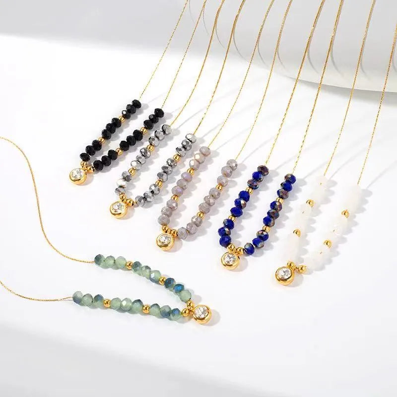 Gold Crystal Pendant Necklace for Women