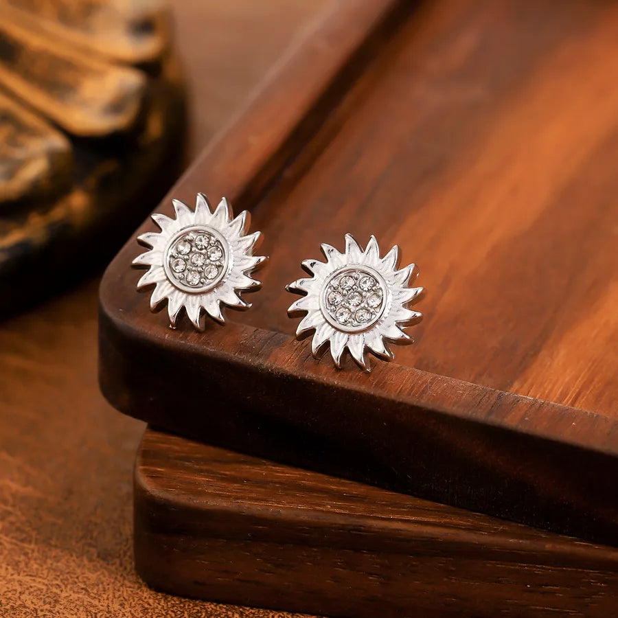 Vintage Sunflower Half Stud Earrings 14#【E1612-B】-Single Earring