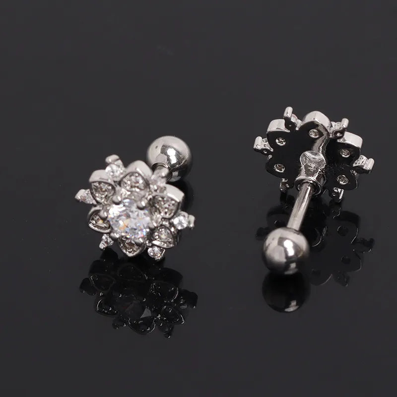 Boho Floral Gold Stainless Steel Stud Earrings