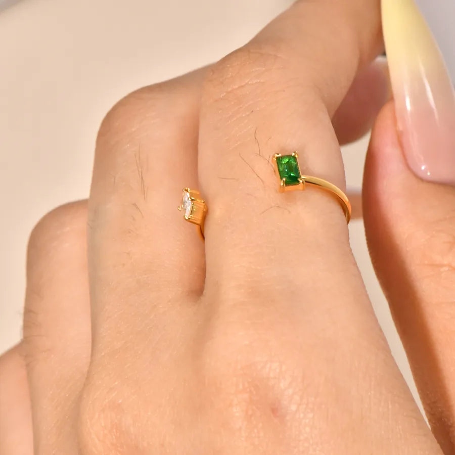 Gold Plated Geometric Zircon Ring
