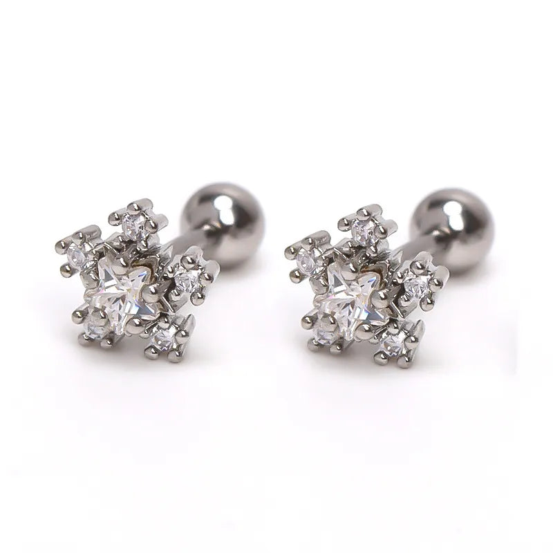 Snowflake Stainless Steel Stud Earrings
