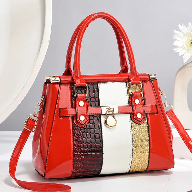 Women's Multicolor PU Leather Square Handbag Jujube 27*14*21