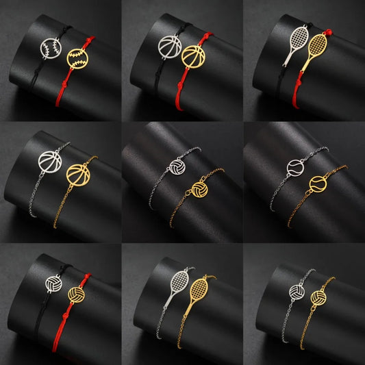 Stainless Steel Sports Pendant Bracelet