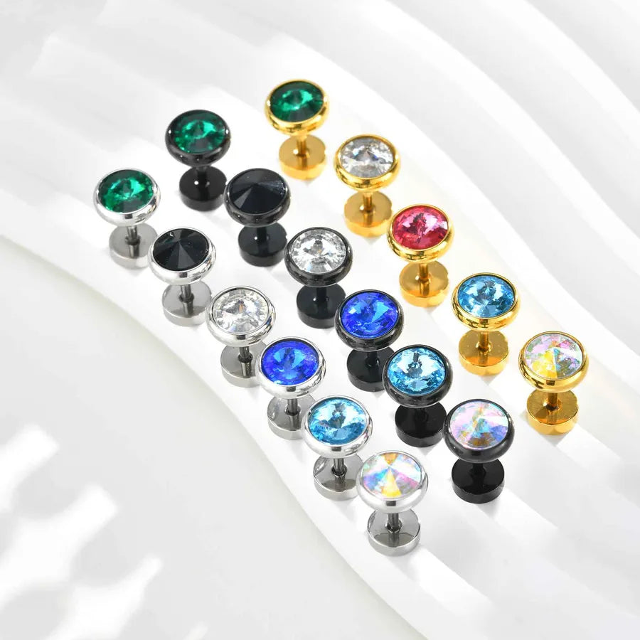 Unisex Stainless Steel Zircon Stud Earring