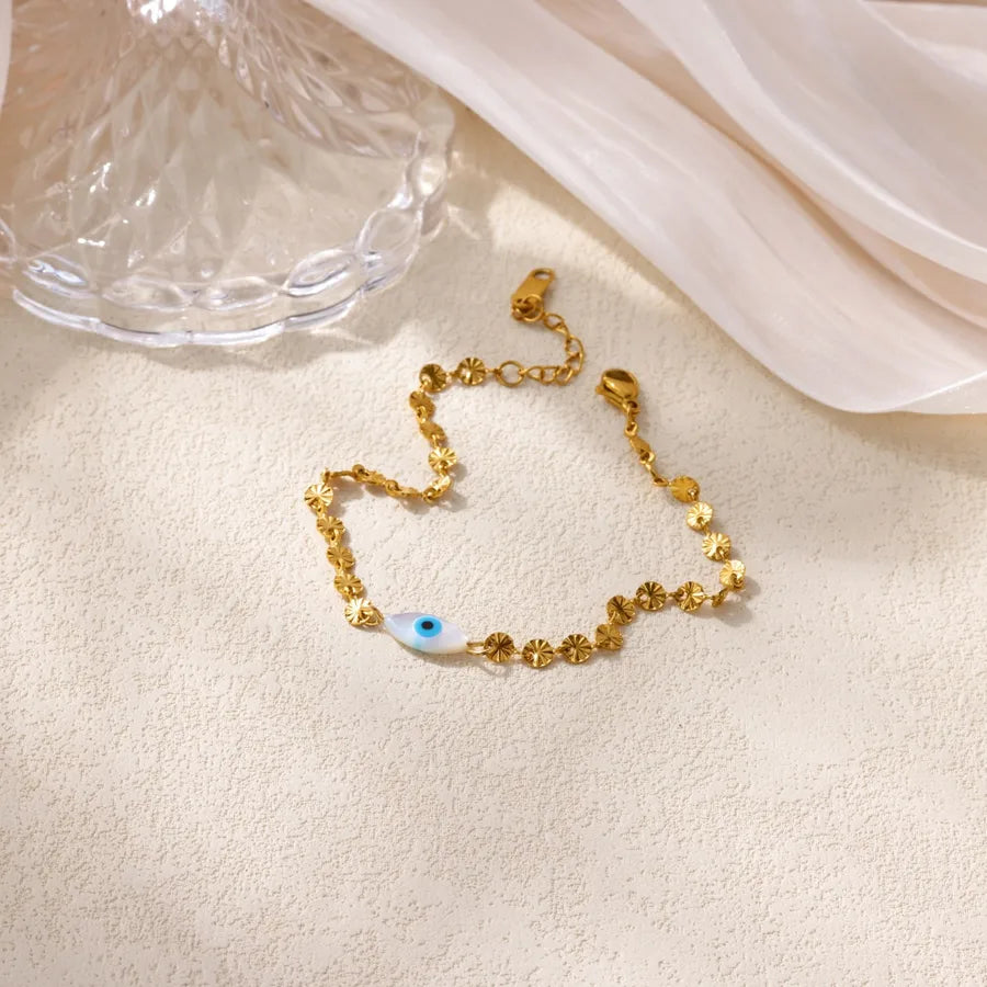 Gold Devil's Eye Pearl Bracelet for Women