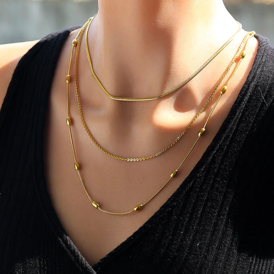 Stainless Steel Layered Snake Chain Necklace