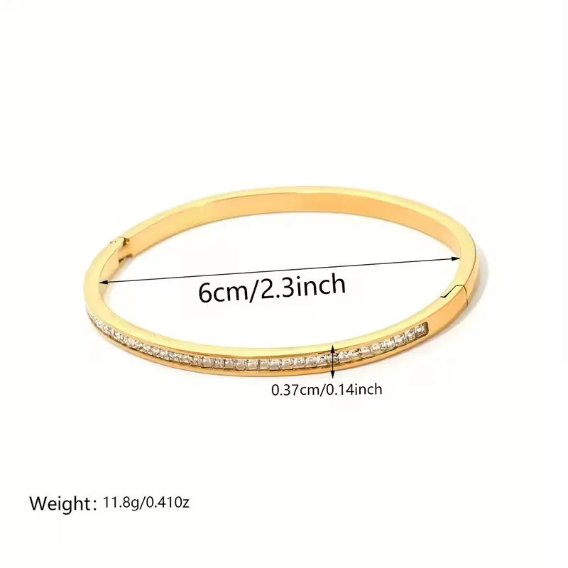 18K Gold Star Bangle – Stainless Steel & Glass Average Size Gold CX821