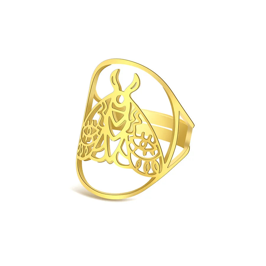 Gold Cutout Stainless Steel Unisex Ring