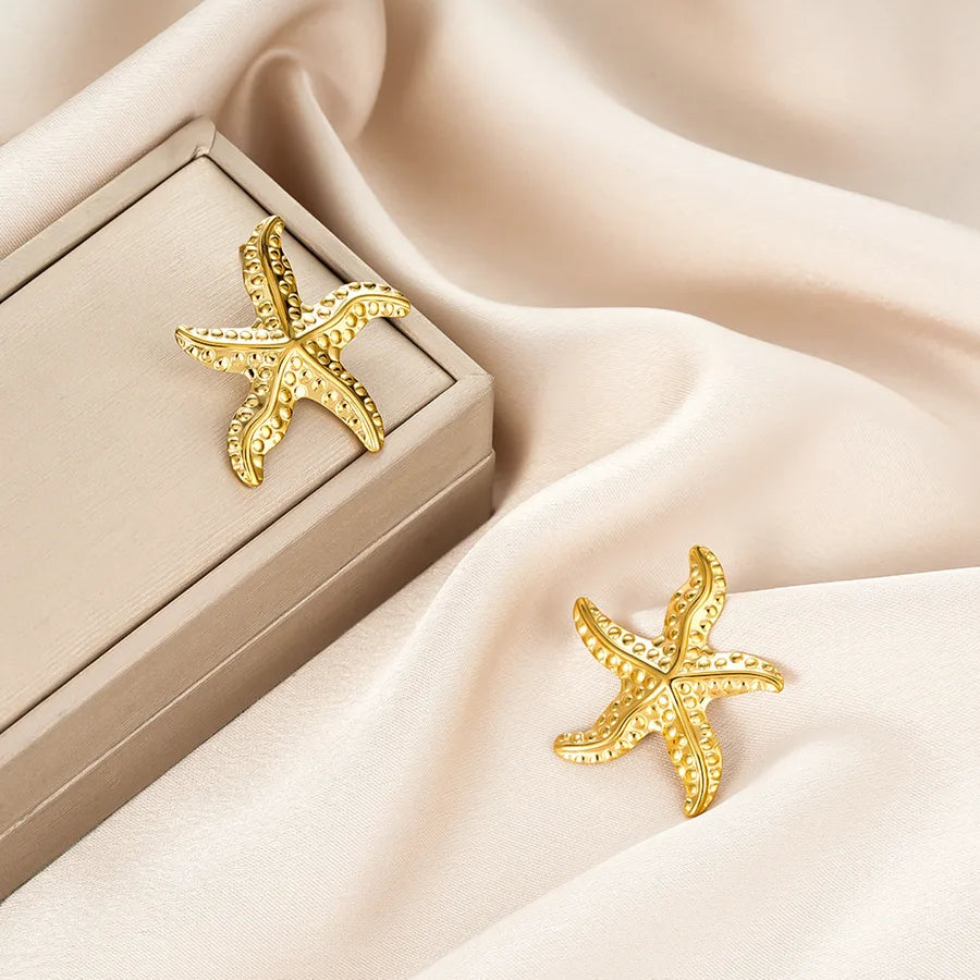 Irregular 18K Gold Plated Stainless Steel Earrings E1375-A (Gold Stud Earrings Pairs)