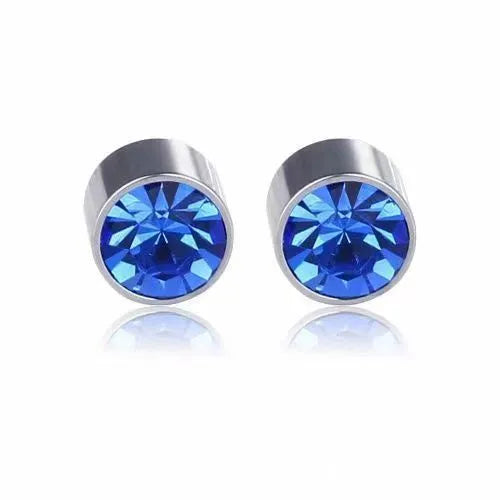 Magnetic Clip-On Geometric Ear Studs Blue (1 Pair) 6mm
