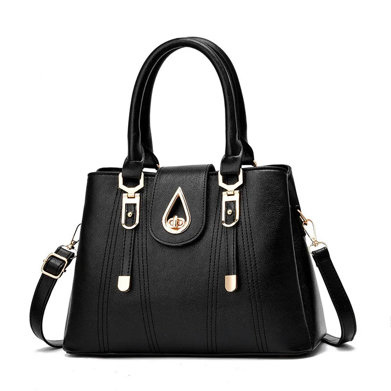 Elegant PU Leather Square Shoulder Bag Black