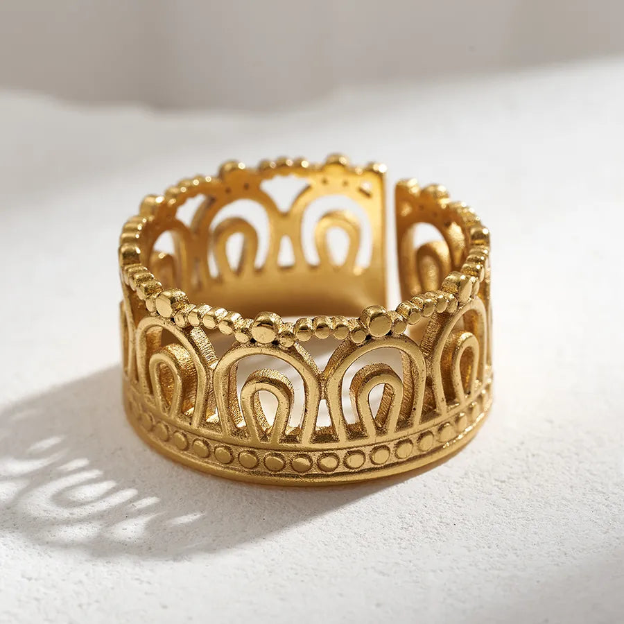 Gold Plated Stainless Steel Open Ring for Women