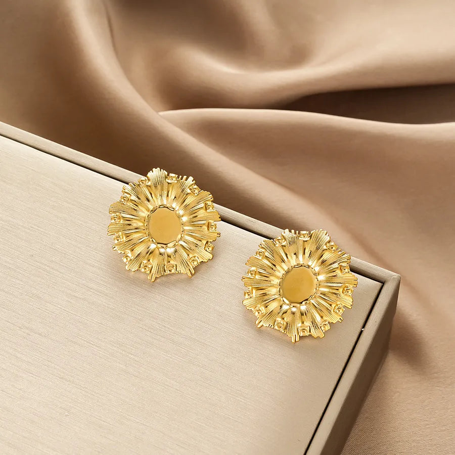 Irregular 18K Gold Plated Stainless Steel Earrings E1390-A (Gold Stud Earrings Pairs)