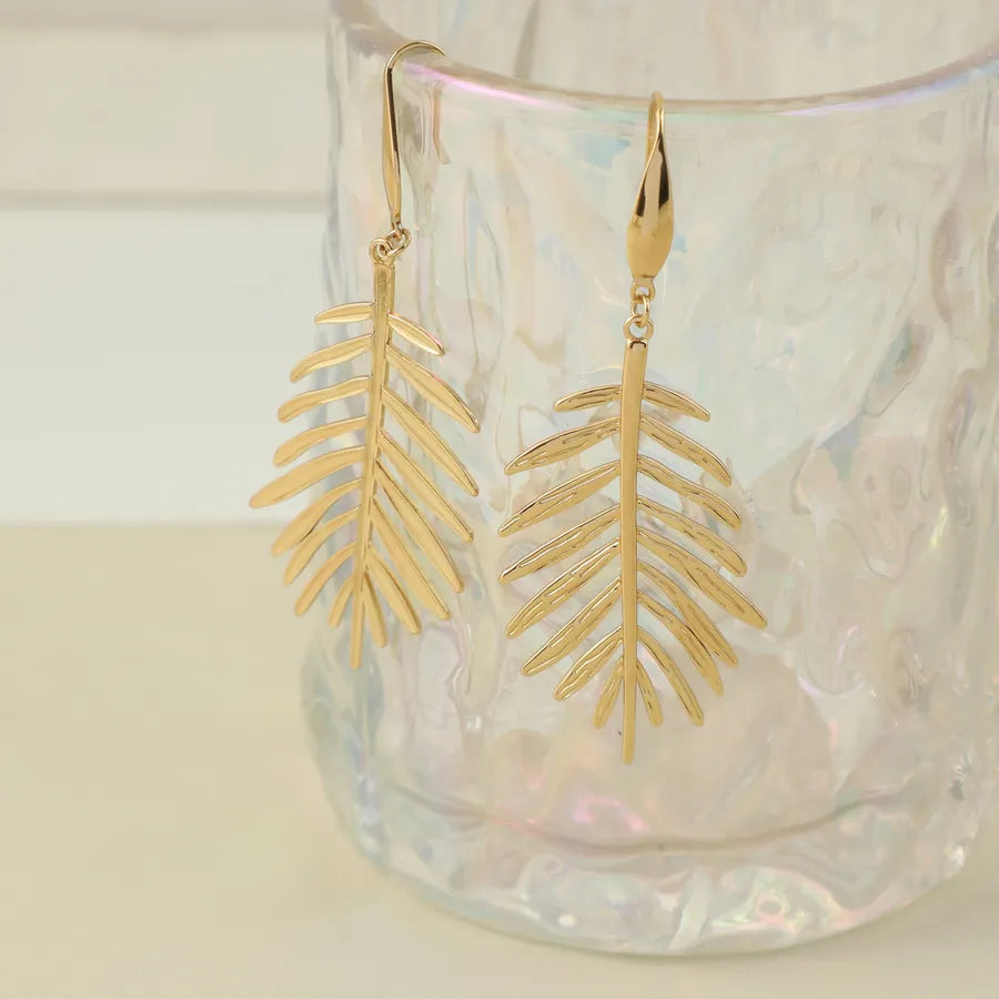 Retro Gold Plated Leaf Stud Earrings Gold Style 4