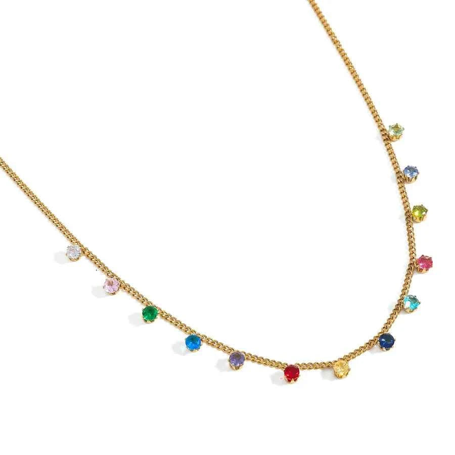 18K Gold Plated Geometric Zircon Stainless Necklace