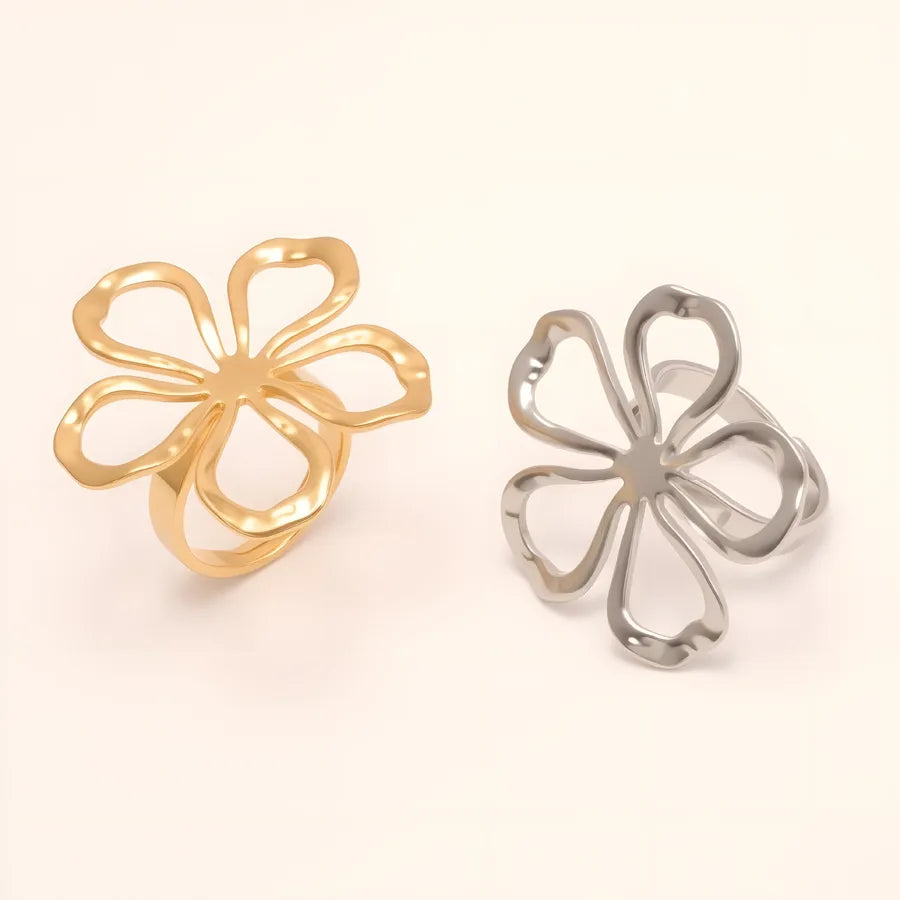 Golden Hollow Petal Ring – Stainless Steel