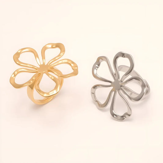 Golden Hollow Petal Ring – Stainless Steel