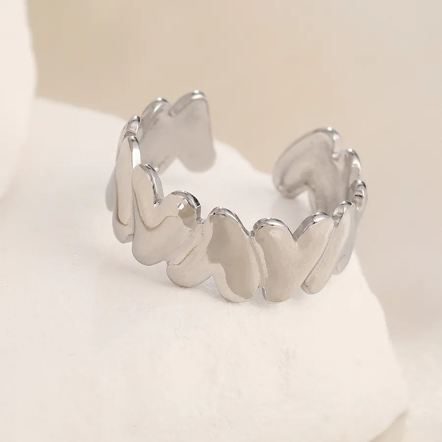 Gold Plated Zircon Heart Ring – Adjustable Open Band