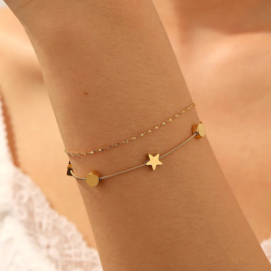 18K Gold Plated Stainless Steel Heart Bracelet