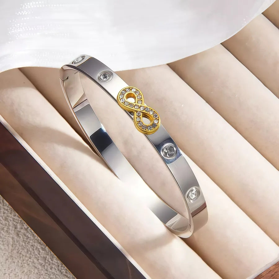18K Gold Infinity Bracelet with Rhinestones