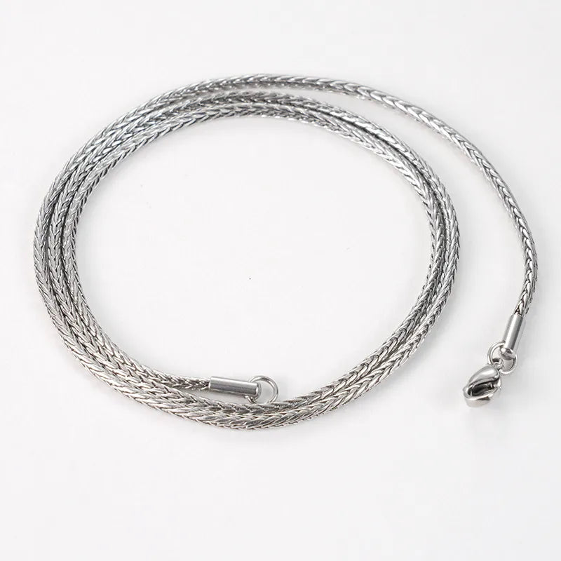 Titanium Steel Snake Bone Fox Tail Necklace Steel Color