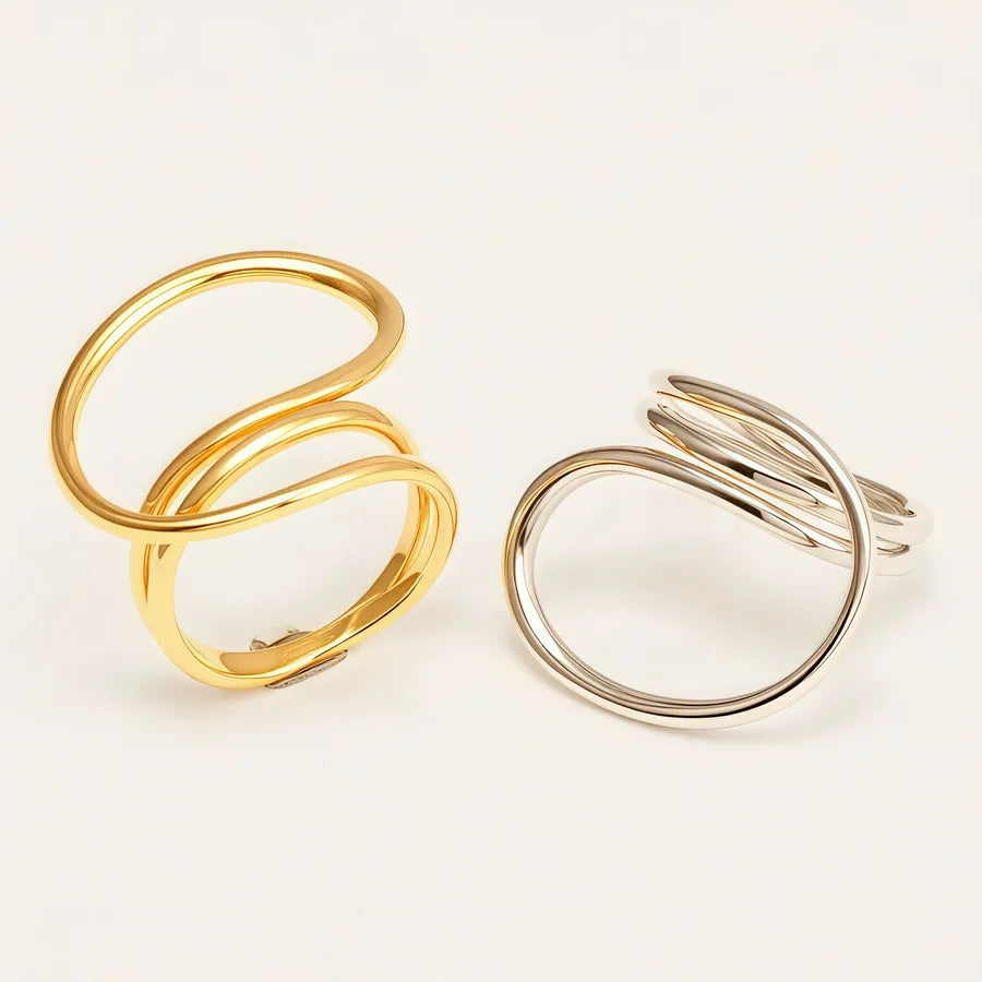 Geometric Twisted Stainless Steel Ring