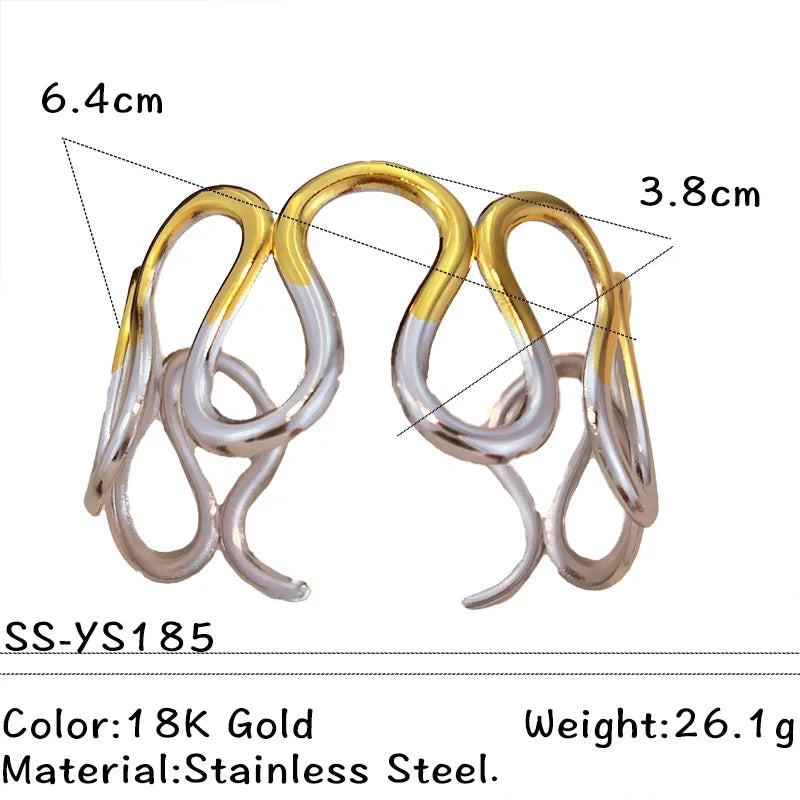 Gold Wave Leaf Heart Stainless Steel Bracelet