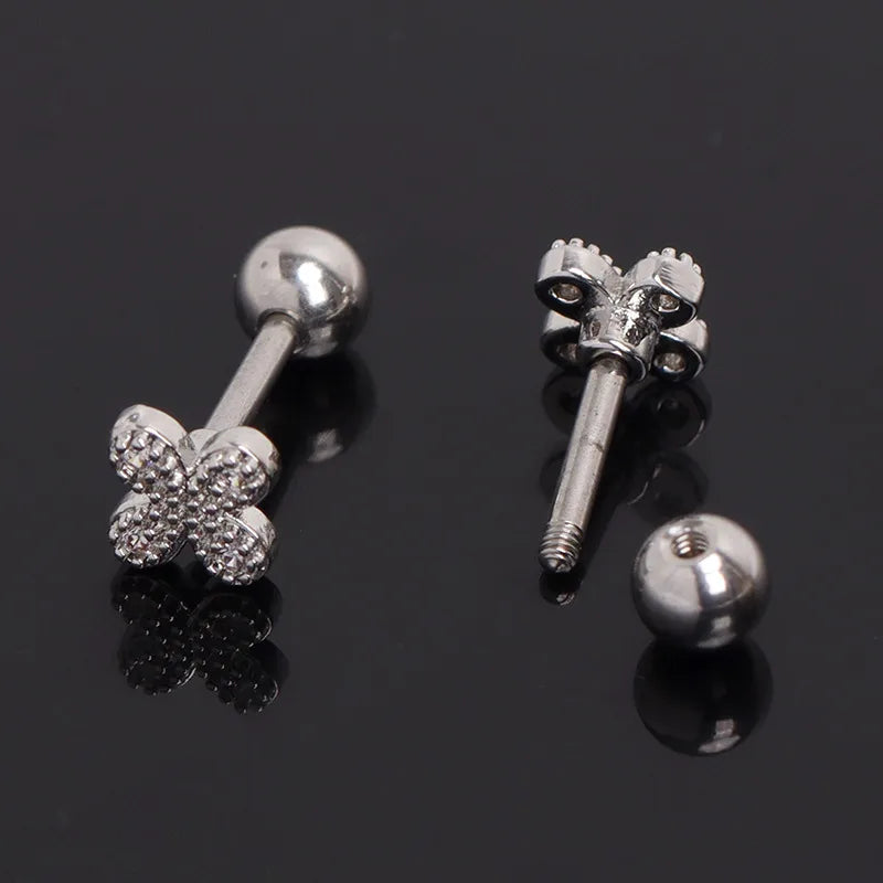Boho Flower Diamond Stud Earrings for Women