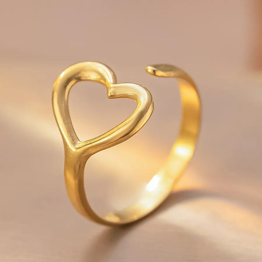 Personalized Titanium Steel Textured Couple Ring K225 Gold Ring Adjustable