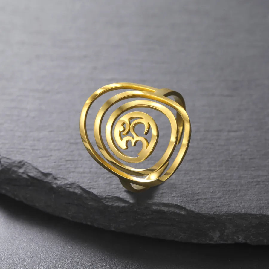 Gold OM Symbol Open Ring – Stainless Steel