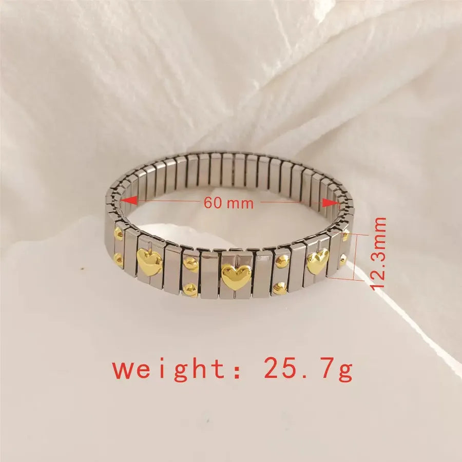 18K Gold Four Leaf Clover Heart Bracelet Red Heart