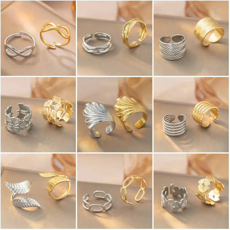 Retro Geometric Titanium Steel Ring