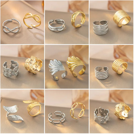 Retro Geometric Titanium Steel Ring