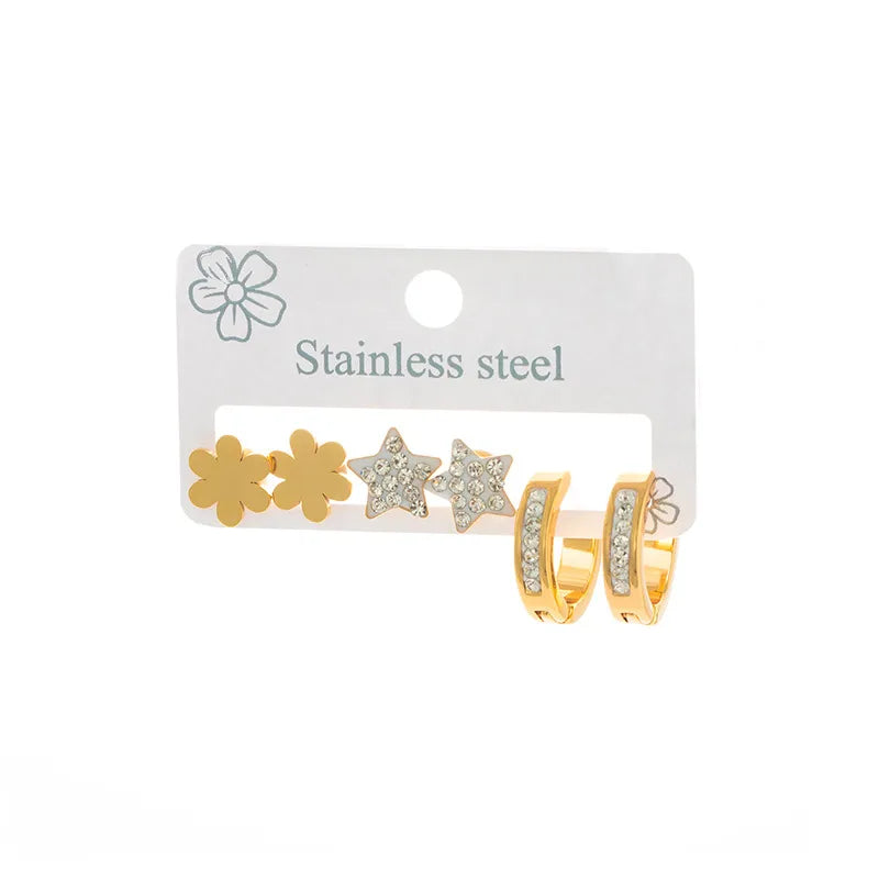 Women's Titanium Star Flower Hoop Earrings