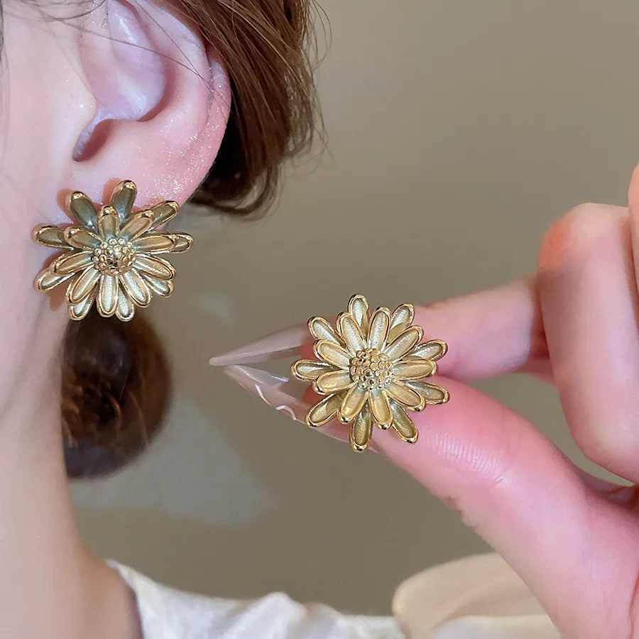 Boho Stainless Steel Flower Earrings