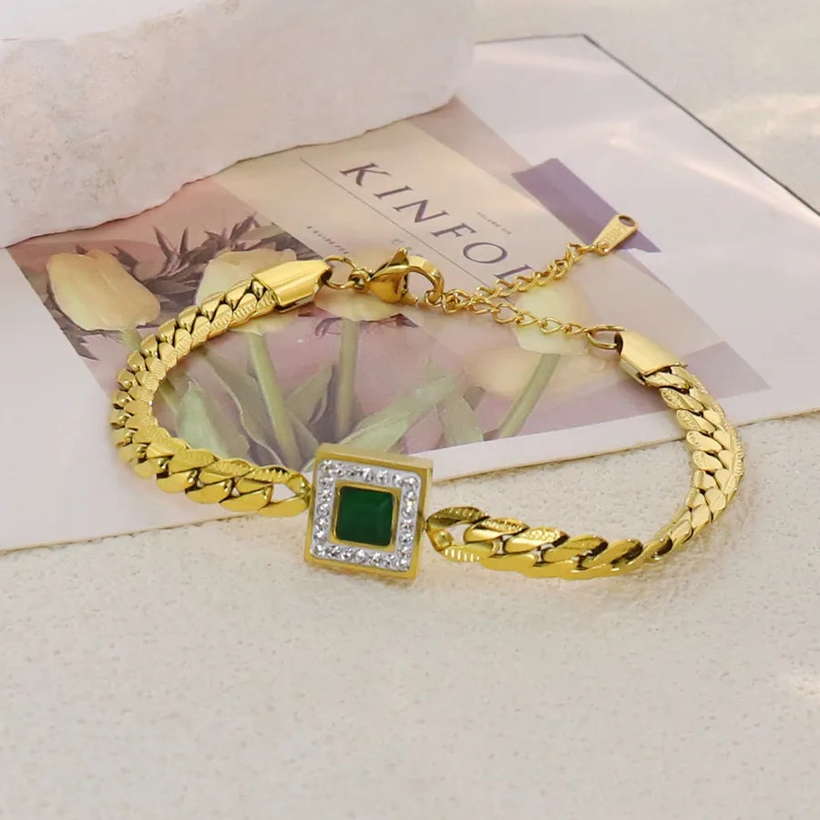 Gold Plated Stainless Steel Asymmetric Bracelet Average Size Gold Style 6