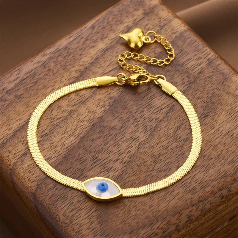 Women's Gold-Plated Evil Eye Stainless Bracelet Gold 1.3*1.1cm