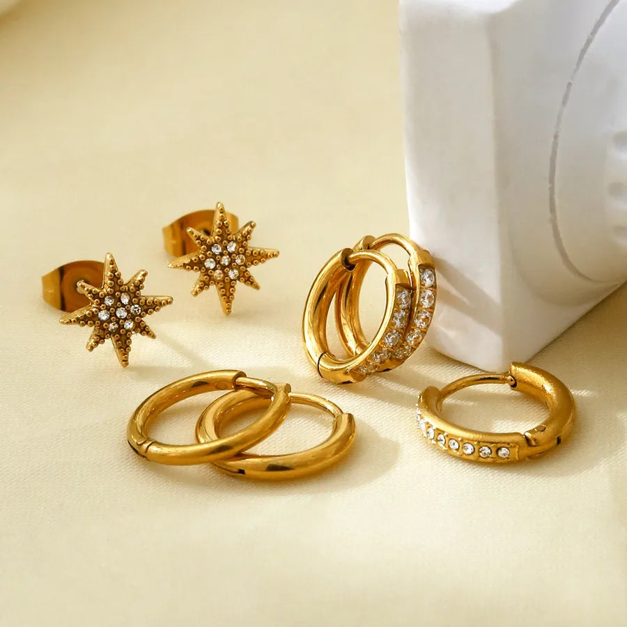 18K Gold Plated Stainless Steel Zircon Earrings