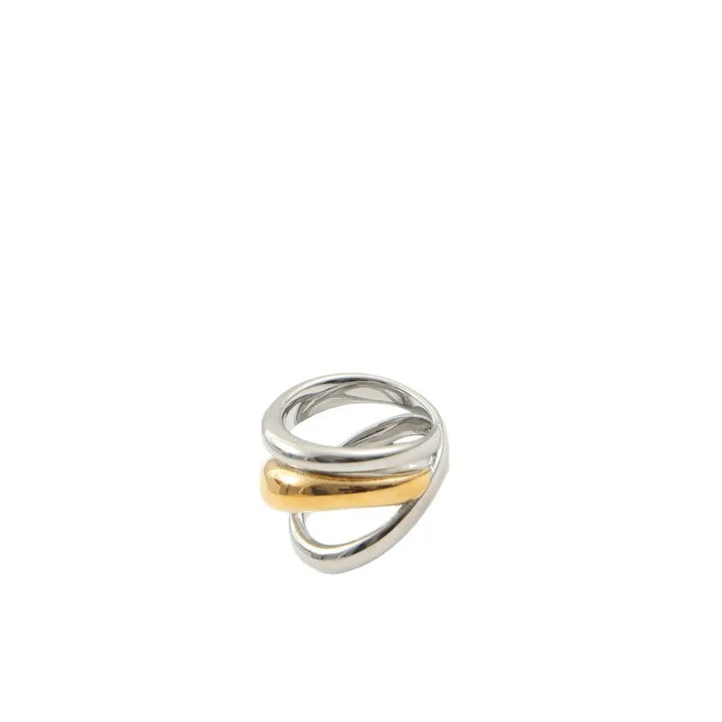 18K Gold Geometric Titanium Steel Ring
